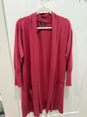 Terra & Sky Open-Front Long Cardigan - Rose